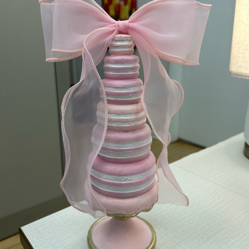 Shabby chic/ Pink and White Decorative Macaron Ribbon Tower